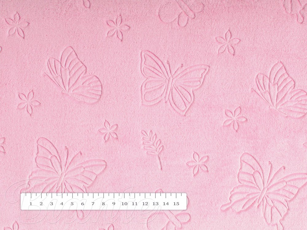Mikroplyšová látka MIP-019 Motýlci - světle růžová - šířka 145 cm - detail 7 - Biante.cz