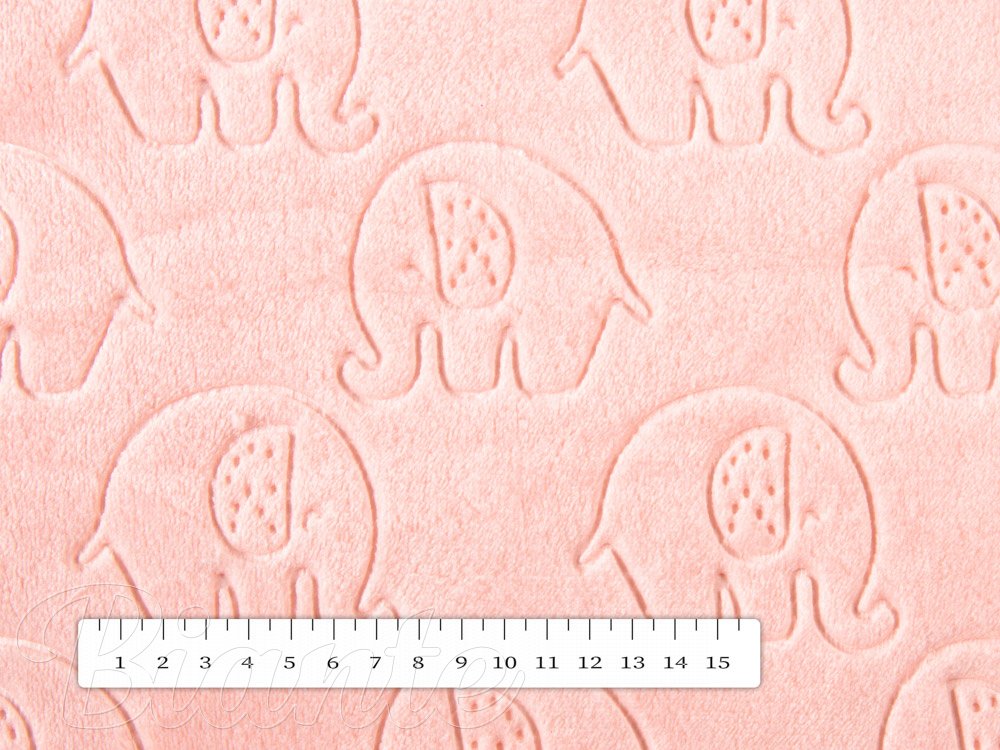 Mikroplyšová látka MIP-008 Sloníci - pudrově růžová - šířka 150 cm - detail 7 - Biante.cz