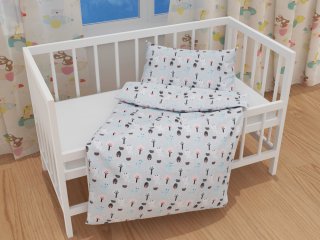 Detské bavlnené posteľné obliečky do postieľky Sandra SA-195 Srnčekovia na pastelovo modrom - detail 1 - Biante.sk