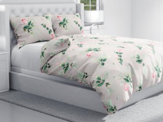 Bavlnené posteľné obliečky Sandra SA-452 Ružové kvety na sivom - detail 1 - Biante.sk