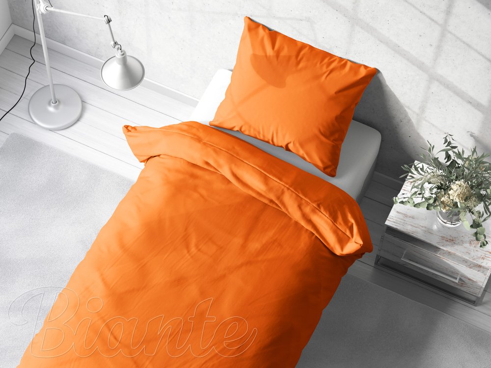 Bavlnené jednofarebné posteľné obliečky Moni MO-034  Sýto oranžové - detail 1 - Biante.sk