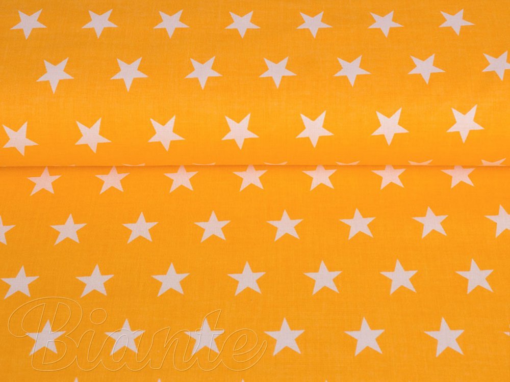 Bavlněná látka/plátno Sandra SA-034 Bílé hvězdičky na oranžovém - šířka 160 cm - detail 6 - Biante.cz