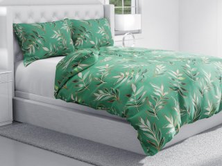 Bavlnené posteľné obliečky Sandra SA-435 Popínavé listy na zelenom - detail 1 - Biante.sk