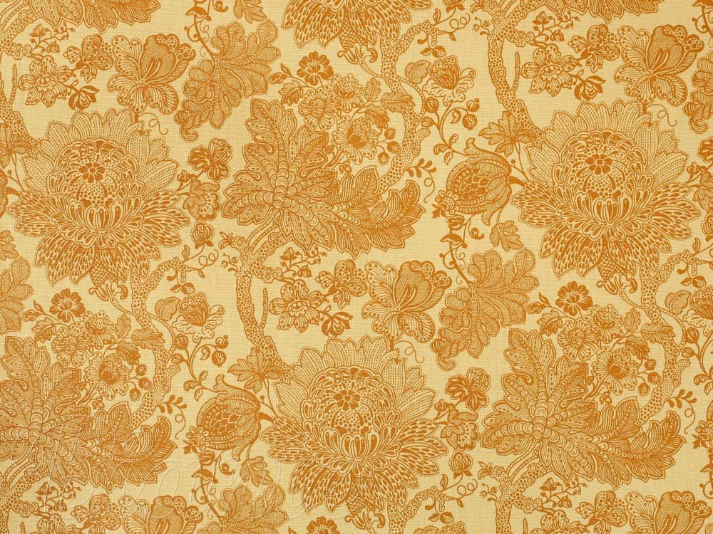 Bavlnená látka Melisa ML-001 Orientálne kvety na svetlo žltom - šírka 140 cm - detail 5 - Biante.sk