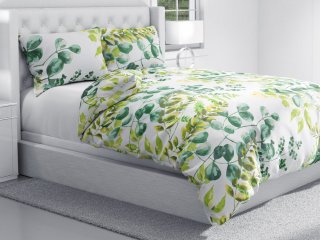 Bavlnené posteľné obliečky Sandra SA-244 Eukalyptus na bielom - detail 1 - Biante.sk