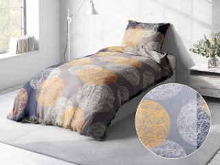 Bavlnené posteľné obliečky Sandra SA-329 Žltooranžové kruhy na sivom - Biante.sk