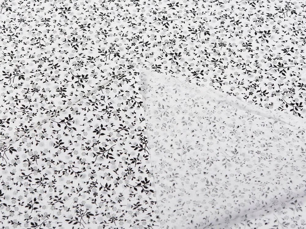 Bavlnená látka/plátno Sandra SA-095 Drobné sivé kvietky na bielom - šírka 145 cm - detail 3 - Biante.sk