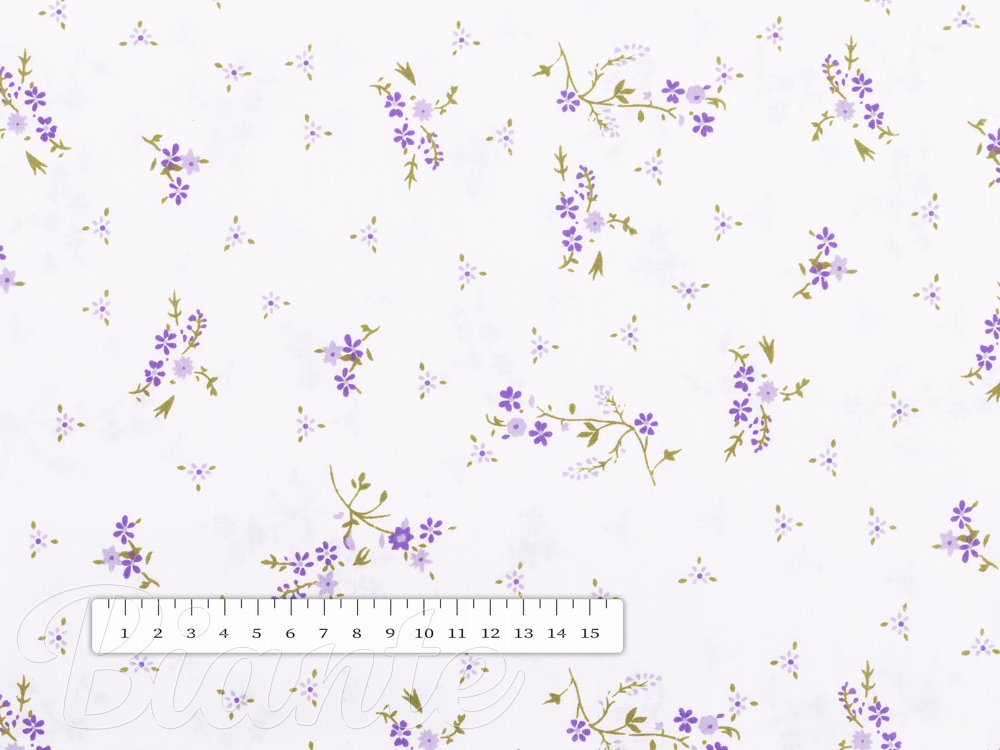 Bavlnená látka/plátno Sandra SA-296 Drobné fialové kvety na bielom - šírka 160 cm - detail 3 - Biante.sk