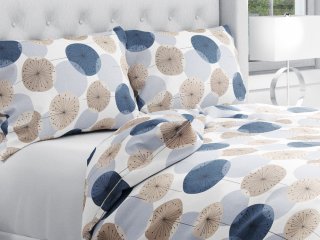 Bavlnené posteľné obliečky Sandra SA-446 Modro-hnedé designové púpavy - Biante.sk