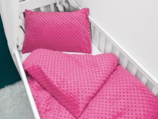 Detské posteľné obliečky do postieľky Minky 3D bodky MKP-020 Ružovo fialové - Biante.sk