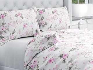 Bavlnené posteľné obliečky Sandra SA-476 Ružové lapače snov a ruže II. - Biante.sk