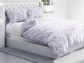 Bavlnené posteľné obliečky Sandra SA-332 Modro-ružové vetvičky s lístkami - detail 1 - Biante.sk