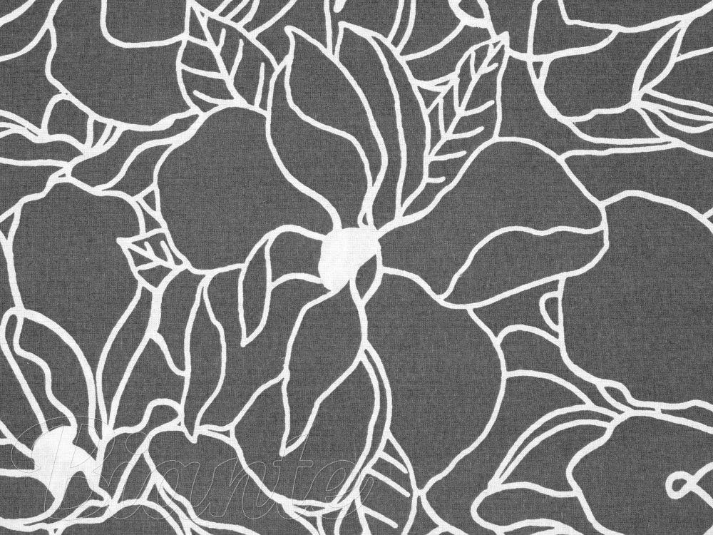 Bavlněná látka/plátno Sandra SA-269 Bílé designové květiny na šedém - šířka 145 cm - detail 5 - Biante.cz