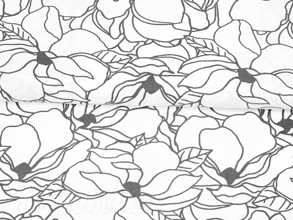 Bavlnená látka/plátno Sandra SA-271 Sivé designové kvety na bielom - šírka 145 cm - detail 4 - Biante.sk