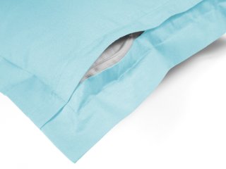 Bavlněný povlak na polštář s lemem Moni MO-046 Ledová modrá - detail zapínání - Biante.cz