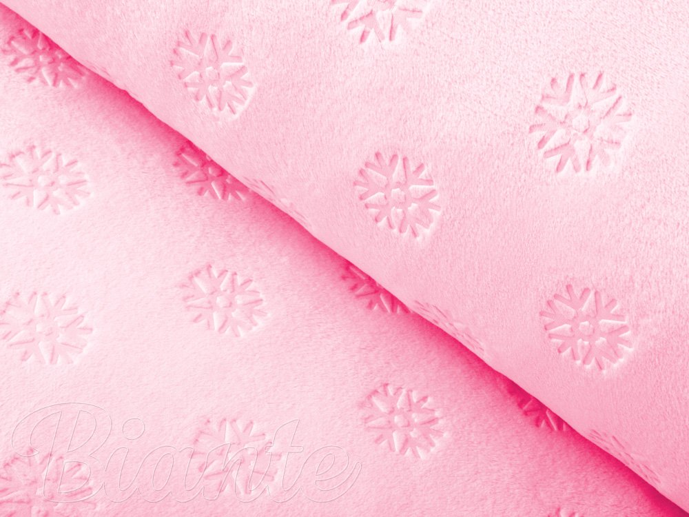 Mikroplyšová látka MIP-022 Snehové vločky - svetlo ružová - šírka 140 cm - Biante.sk