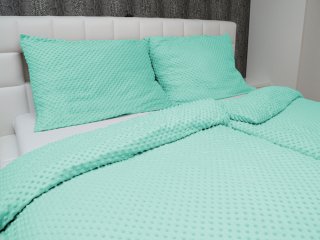 Hrejivé posteľné obliečky Minky 3D bodky MKP-003 Mintové - detail 1 - Biante.sk