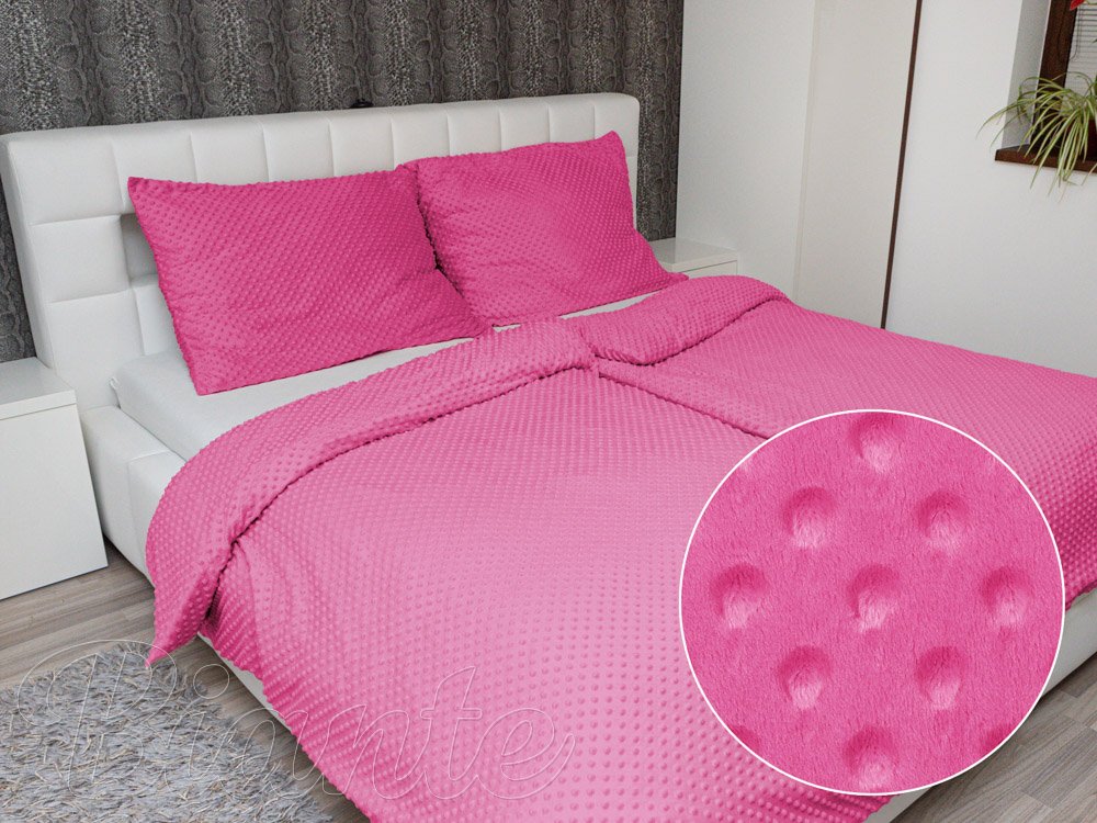 Hrejivé posteľné obliečky Minky 3D bodky MKP-020 Ružovo fialové - Biante.sk