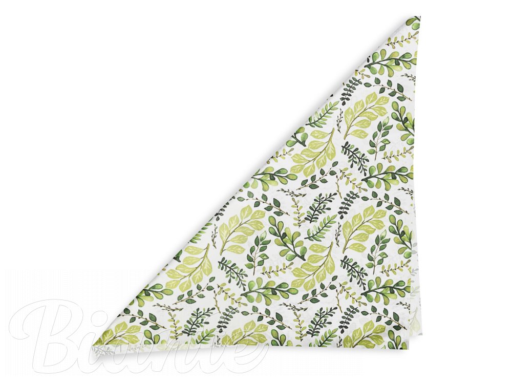 Bavlnená šatka Sandra SA-426 Zelené vetvičky s lístkami na bielom - detail 1 - Biante.sk