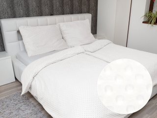 Hrejivé posteľné obliečky Minky 3D bodky MKP-016 Krémovo biele - Biante.sk