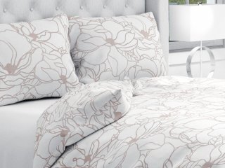 Bavlnené posteľné obliečky Sandra SA-268 Béžové designové kvety na bielom - Biante.sk